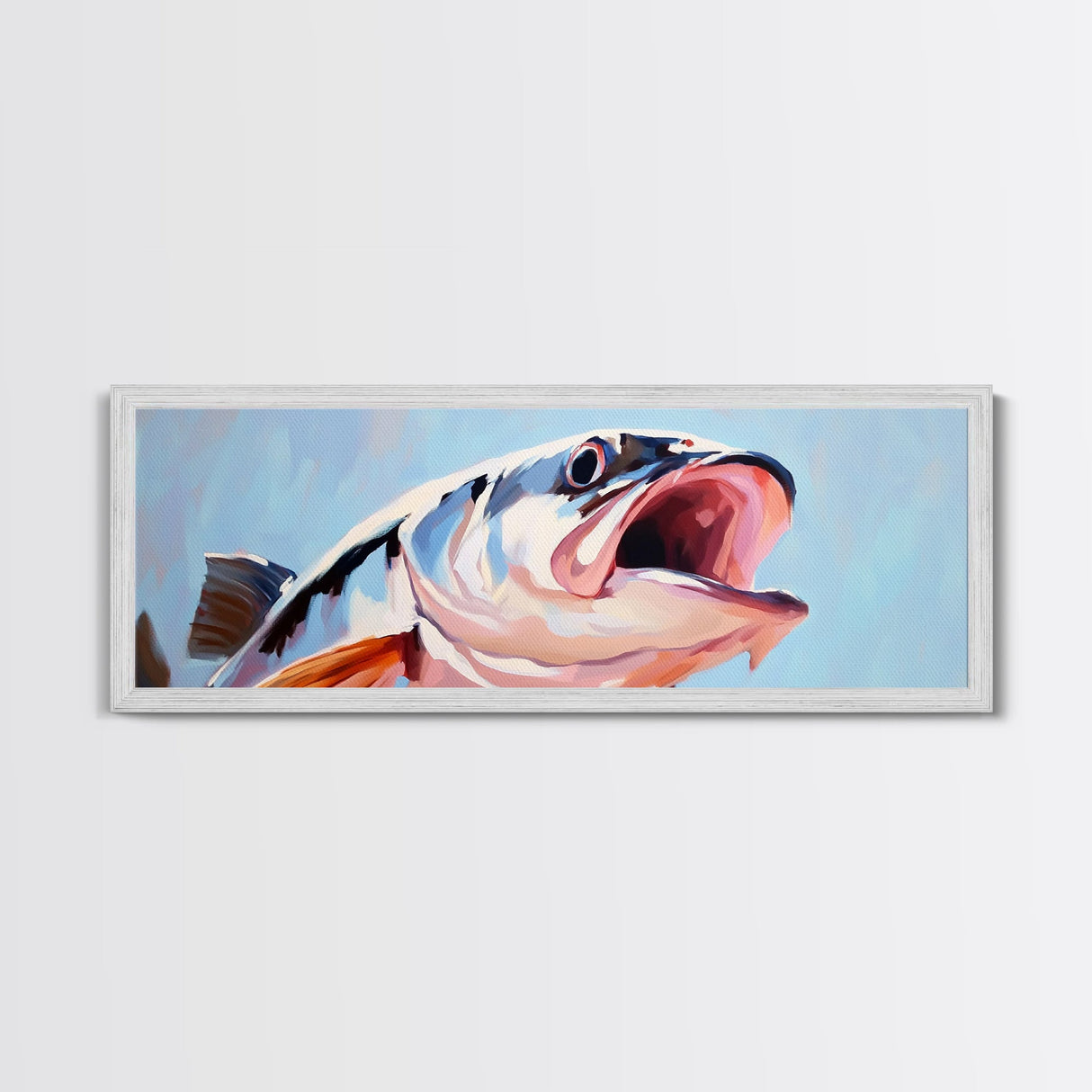 Large Mouth Bass, Fishing Art, Framed Canvas Print, Rustic Lake House Wall Art, Outdoor Enthusiast Gift, Watercolor Style Artwork