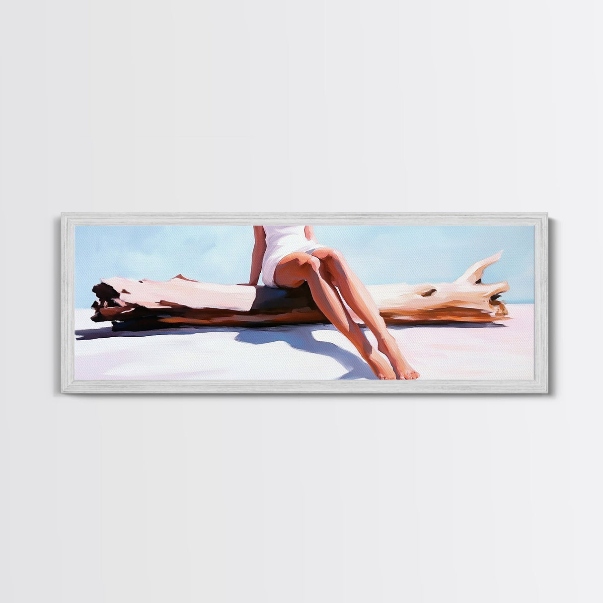 Driftwood Escape, Coastal Living Art, Minimalist Beach Scene, Summer Tones, Framed Canvas Print, Relaxing Home Decor, Ocean Inspired