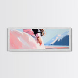 Pink Dress, Mountains, Canvas Print, Romantic Wall Art, Minimalist Painting, Bedroom Decor, Feminine Art, Modern Home Aesthetic