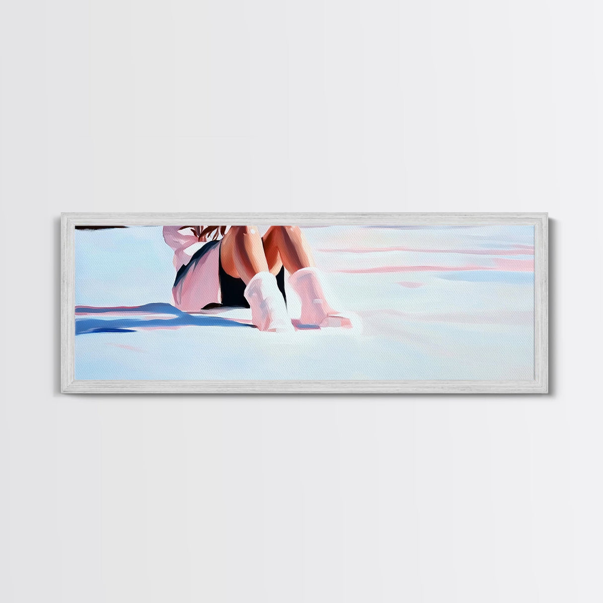 Cozy Winter, Snowy Landscape, Feminine Winter Decor, Soft Pastel Art, Scandinavian Minimalist, Bedroom Aesthetic, Canvas Print