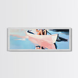 Kayak Adventure, Minimalist, Coastal Wall Art, Boho Home Decor, Blue and Pink, Modern Beach Art, Canvas Print, Nautical Aesthetic