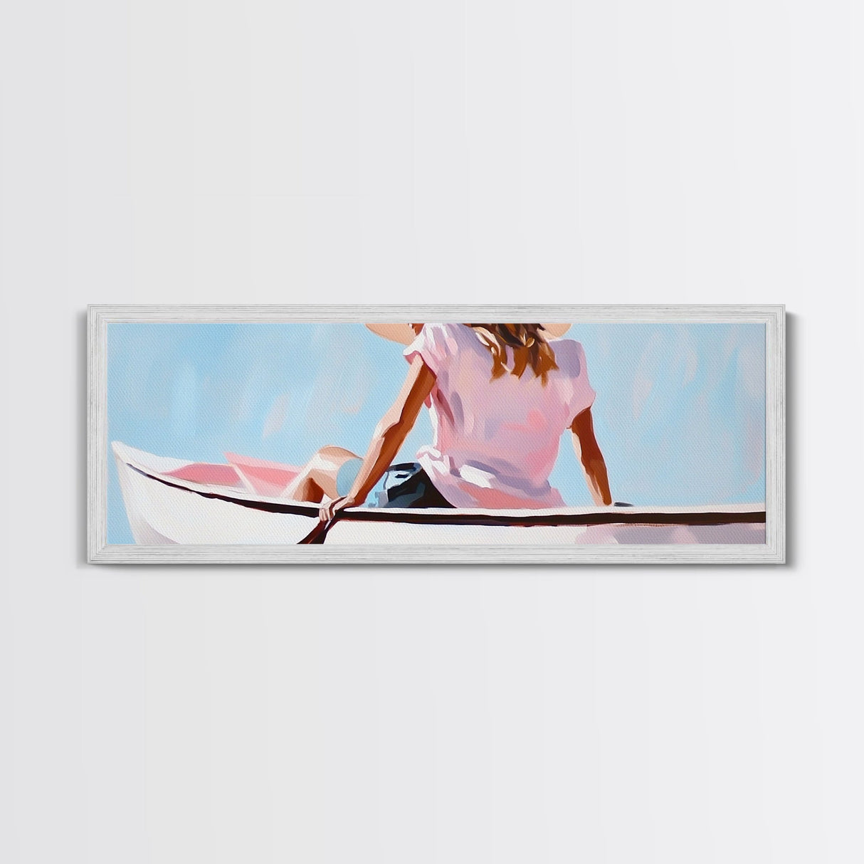 Relaxing Kayak, Pastel Colors, Coastal Wall Decor, Living Room Art, Boho Beach Vibes, Modern Seascape, Canvas Print, Serene Waterscape