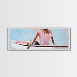 Relaxing Kayak, Pastel Colors, Coastal Wall Decor, Living Room Art, Boho Beach Vibes, Modern Seascape, Canvas Print, Serene Waterscape
