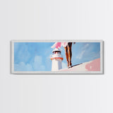 Lighthouse View, Ocean, Feminine, Framed Canvas Print, Coastal Wall Art, Beach Aesthetic, Boho Decor, Nautical Theme, Serene Home Art
