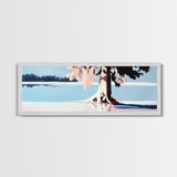 Serene Lake, Tree Reflection, Minimalist Landscape, Canvas Print, Nature Inspired Wall Art, Tranquil Home Decor, Soft Pastel Tones