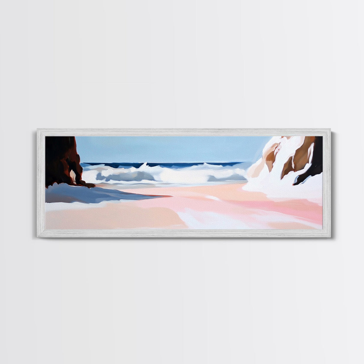 Ocean Waves, Coastal Escape, Tranquil Beach Scene, Framed Canvas Print, Serene Wall Art, Nautical Living Room Decor, Modern Seascape
