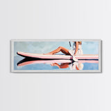 Paddleboard Reflection, Tranquil Water, Minimalist Art, Canvas Print, Serene Wall Decor, Coastal Aesthetic, Soft Pastel Home Decor