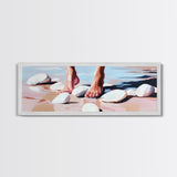 Barefoot, Water, Stones, Canvas Print, Beach Aesthetic, Coastal Artwork, Relaxing Wall Art, Minimalist Decor, Bedroom or Bathroom Art