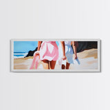 Women, Beach, Friendship, Canvas Print, Feminine Wall Art, Coastal Aesthetic, Summer Decor, Minimalist Art, Bedroom or Living Room Decor