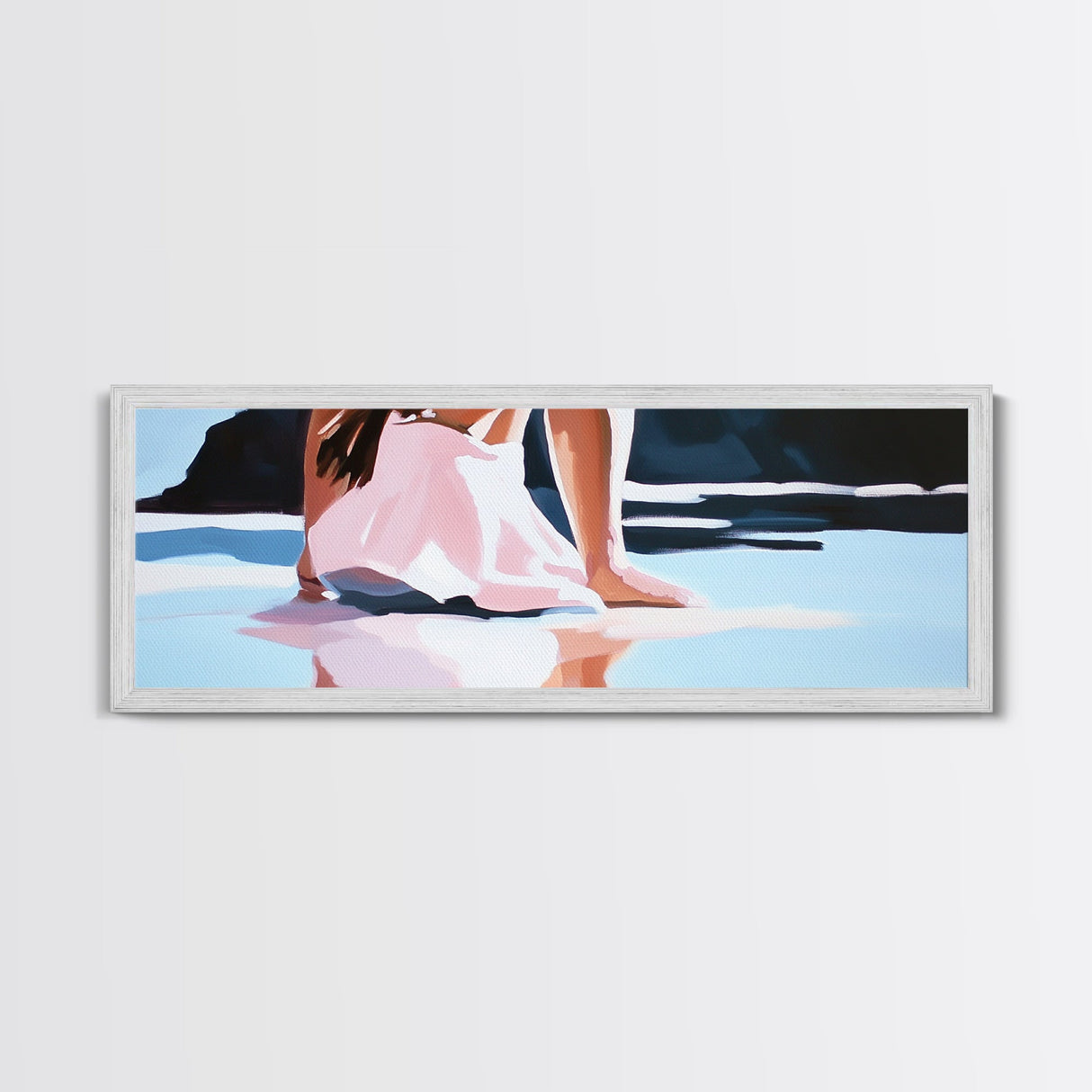 Reflections, Beach Walk, Minimalist Art, Framed Canvas Print, Modern Wall Art, Relaxing Decor, Contemporary Home, Living Room Artwork