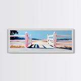 Open Gate, Countryside Fence, Rural Landscape, Framed Canvas Print, Warm Home Decor, Farmhouse Wall Art, Minimalist Design, Serene