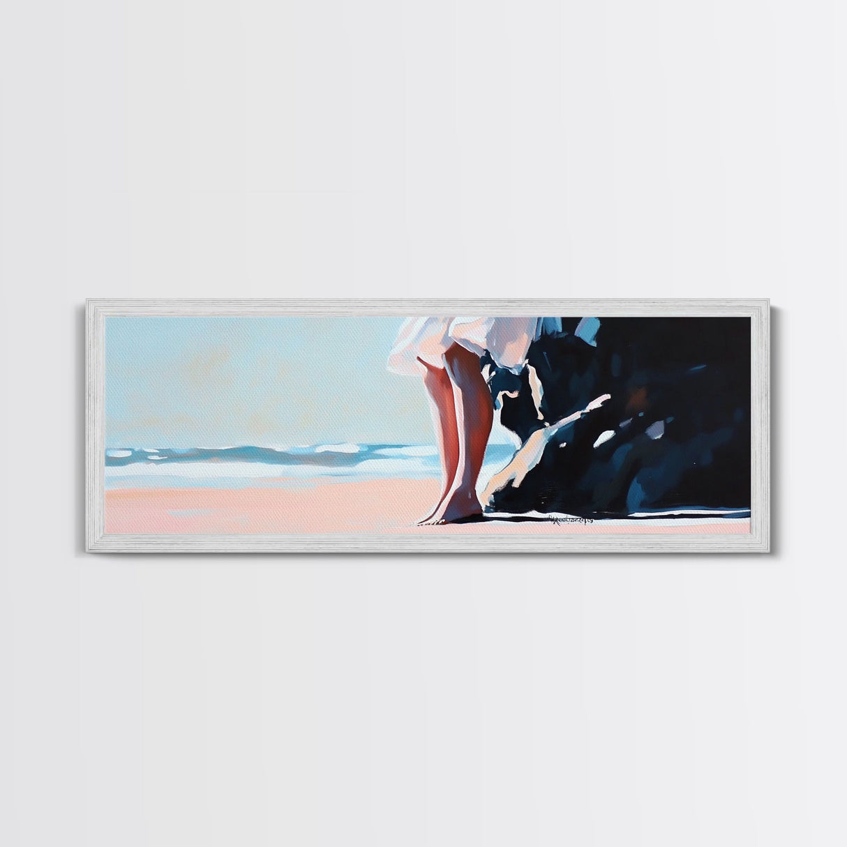 Sunset Beach, Peaceful Retreat, Ocean Serenity, Coastal Canvas Print, Living Room Wall Art, Soft Pastel Decor, Minimalist Wall Art