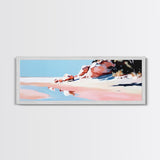 Pink Sands, Beach Art, Coastal Print, Framed Canvas Print, Ocean Wall Art, Soft Pastel Landscape, Minimalist Beach Decor, Living Room Art