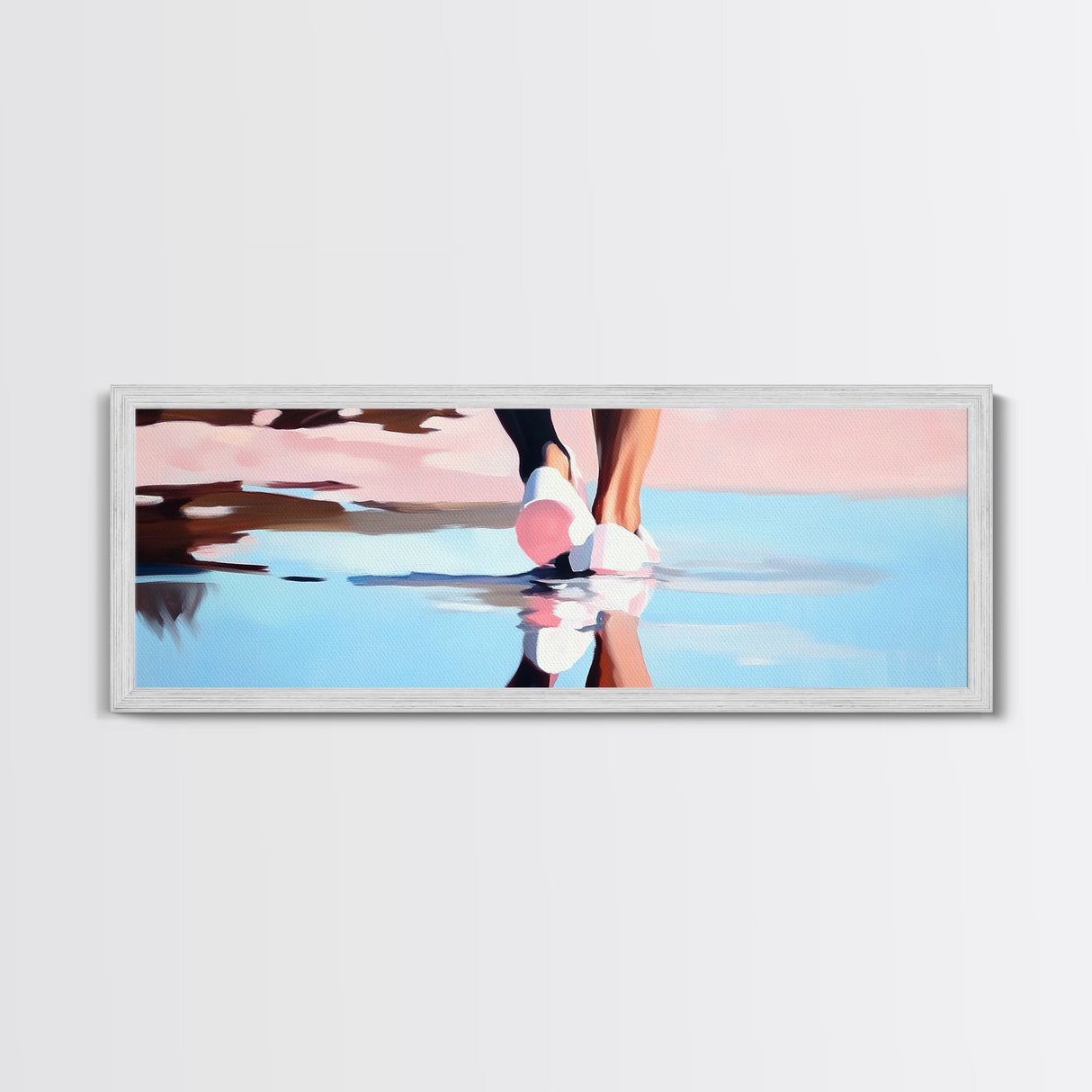 Water Walk, Reflection Art, Modern Coastal, Canvas Print, Beach Aesthetic Wall Art, Minimalist Water Painting, Soft Pastel Seaside Art