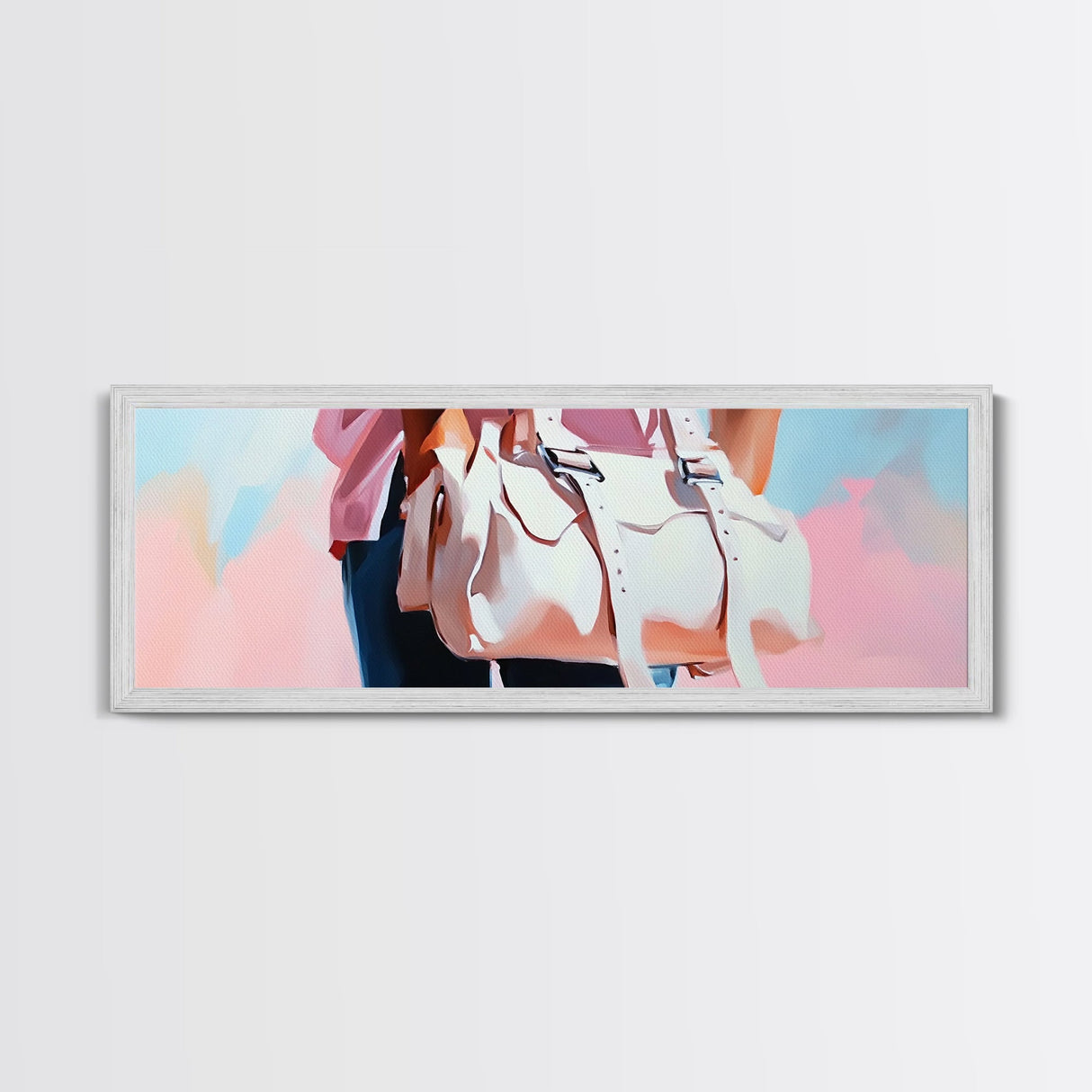 Pink Handbag, Fashion Wall Art, Feminine Aesthetic, Chic Decor, Framed Canvas Print, Modern Bedroom Art, Minimalist Artwork