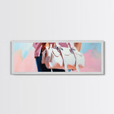Pink Handbag, Fashion Wall Art, Feminine Aesthetic, Chic Decor, Framed Canvas Print, Modern Bedroom Art, Minimalist Artwork