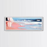 Ocean Waves, Beachscape Art, Coastal Serenity, Tranquil Seaside Scene, Framed Canvas Print, Relaxing Bedroom Wall Decor