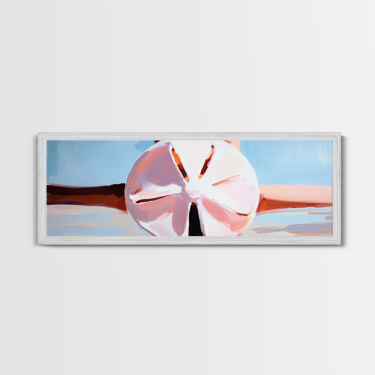Sand Dollar Art, Coastal Wall Decor, Beach House Art, Nautical Print, Minimalist Ocean Painting, Pastel Seascape, Framed Canvas Print