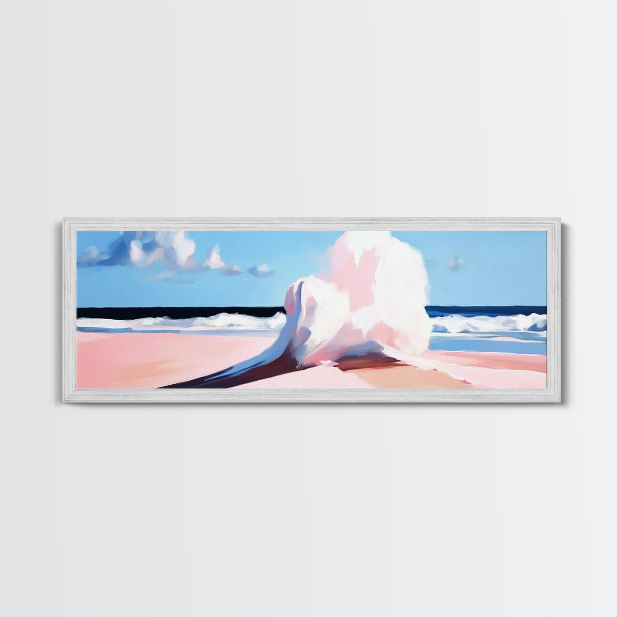 Crashing Waves, Ocean Seascape, Coastal Painting, Pastel Beach Decor, Minimalist Art, Nautical Wall Print, Living Room Art, Canvas Print