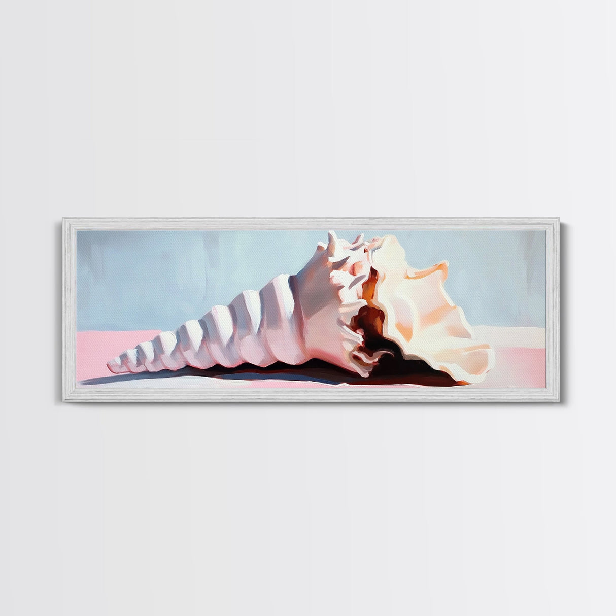 Seashell, Coastal Decor, Ocean Art, Beach House Aesthetic, Nautical Wall Art, Framed Canvas Print, Bathroom Wall Art, Sea Shell Painting