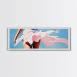Flowing Dress, Windy Beach, Feminine Wall Art, Soft Pink Aesthetic, Summer Vibes, Framed Canvas Print, Living Room Art, Coastal Elegance
