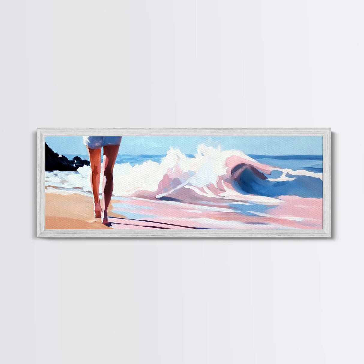 Ocean Waves, Serene Beach, Coastal Decor, Framed Canvas Print, Seascape Wall Art, Minimalist Art, Living Room Wall Art, Summer Aesthetic