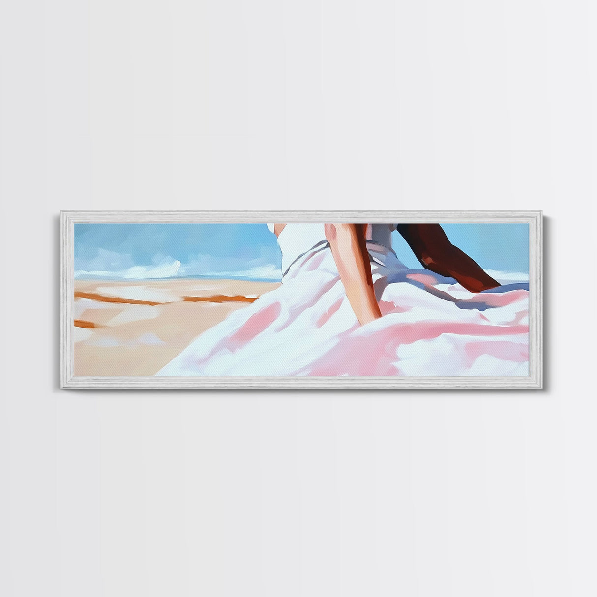Desert Dress, Sunset Art, Pastel Landscape, Framed Canvas Print, Soft Aesthetic, Minimalist Wall Art, Elegant Home Decor, Bedroom Art