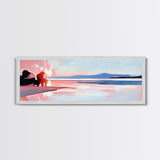 Ocean Bliss, Beach Serenity, Sunset Vibes, Framed Canvas Print, Coastal Decor, Nautical Theme, Living Room Art, Relaxing Wall Painting