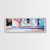 Surfer Girl, Pink Surfboard, Coastal Lifestyle, Beach House, Framed Canvas Print, Tropical Wall Art, Boho Home Decor, Gift Idea