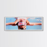 Floating Relaxation, Summer Bliss, Poolside Calm, Leisure Vibes, Framed Canvas Print, Boho Wall Art, Modern Bedroom Decor, Gift Idea