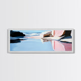 Reflected Ocean Scene, Coastal Landscape Print, Tranquil Beach Art, Blue Pastel Painting, Large Canvas Print, Living Room Wall Decor