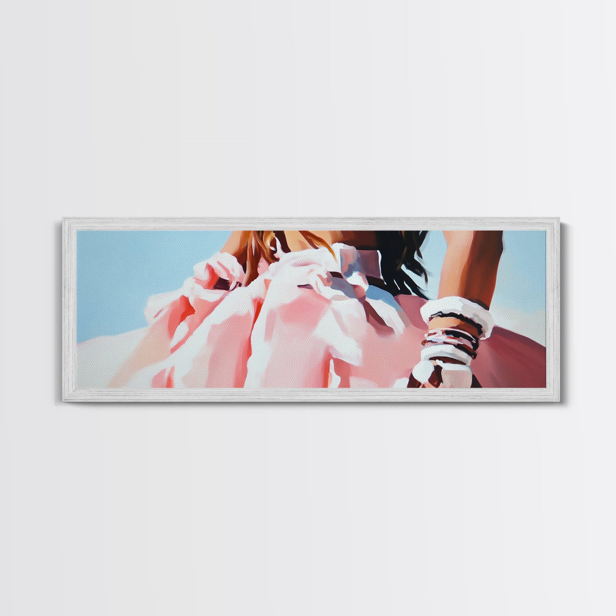Boho Fashion Art, Flowing Dress Print, Pastel Aesthetic Painting, Minimalist Chic Decor, Large Canvas Print, Bedroom Wall Art