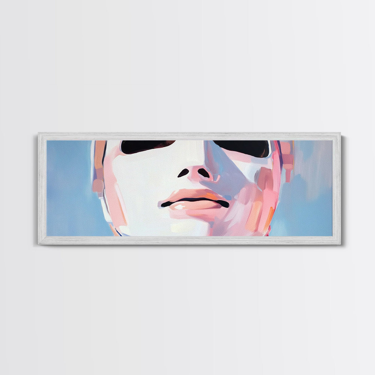 Abstract Mask Art, Portrait Painting, Soft Pastel Expression, Unique Wall Decor, Large Canvas Print, Minimalist Home Art, Boho Aesthetic