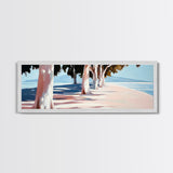 Tree Lined Path, Coastal Art, Scenic Landscape, Framed Canvas Print, Office Wall Art, Minimalist Nature Decor, Modern Impressionism