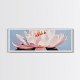 Lotus Flower, Pink Petals, Zen Botanical, Tranquil Nature Art, Meditation Space Decor, Canvas Print, Bathroom Wall Art, Modern Floral