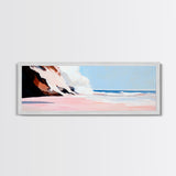 Sunset Cliffs, Ocean Mist, Coastal Landscape, Relaxing Wall Art, Beach Retreat, Soft Pastel Colors, Framed Canvas Print, Contemporary Style
