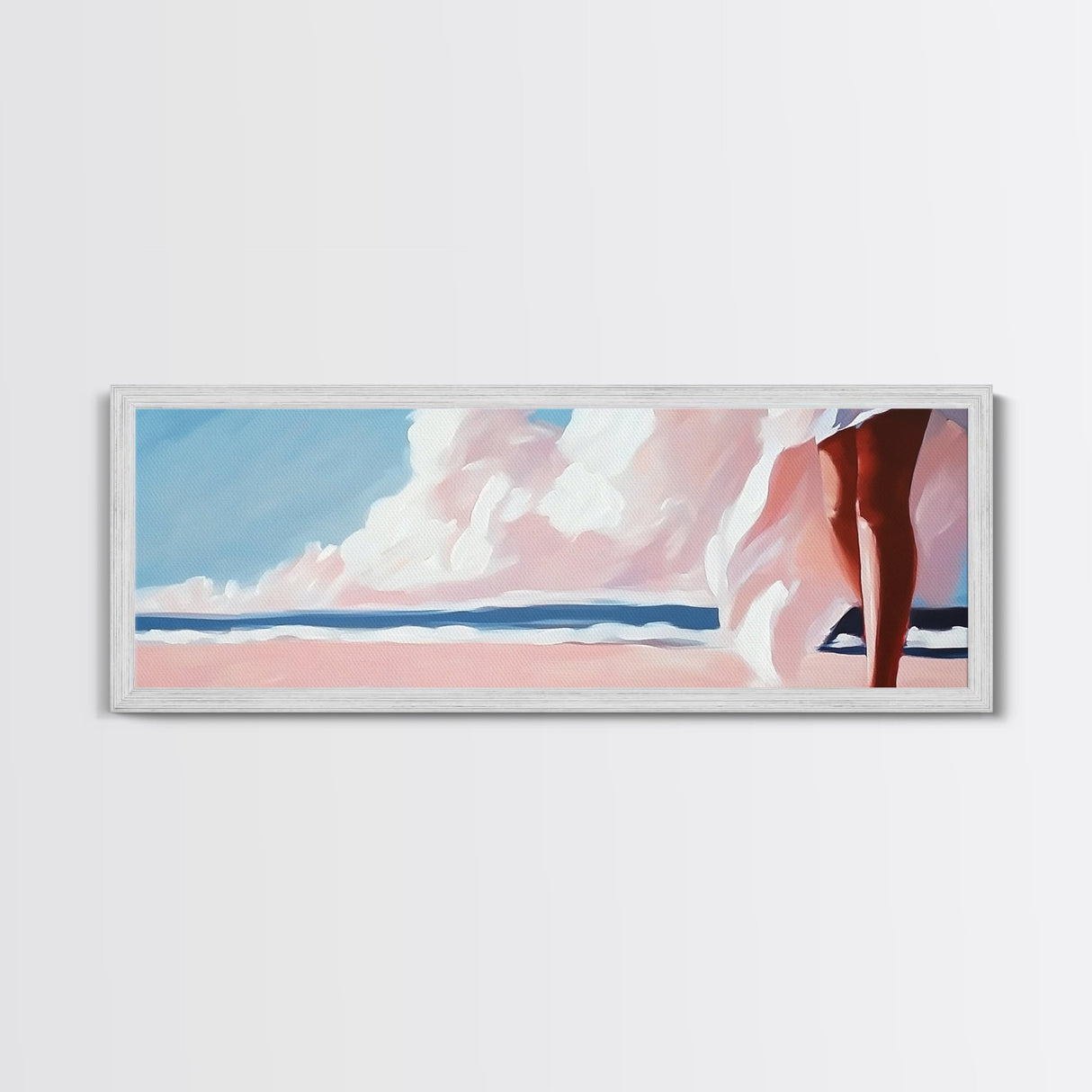 Sunset Glow, Pastel Sky, Tranquil Ocean, Soft Horizon, Canvas Print, Dreamy Beach Scene, Boho Aesthetic, Living Room Wall Art