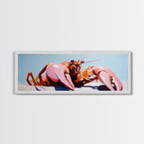 Lobster Illustration, Nautical Kitchen Art, Coastal Seafood Decor, Canvas Print, Rustic Beach House, Maritime Aesthetic, Dining Wall Art