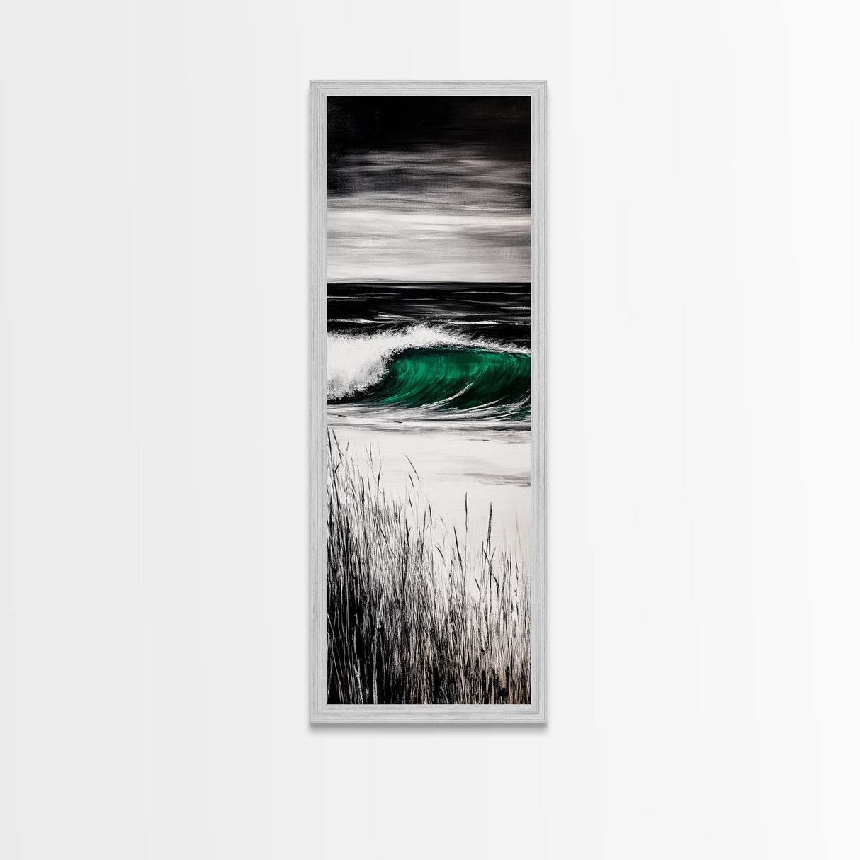 Ocean Wave, Emerald Green, Coastal Art, Framed Canvas Print, Beach House Decor, Nautical Wall Art, Surf Painting, Living Room Art