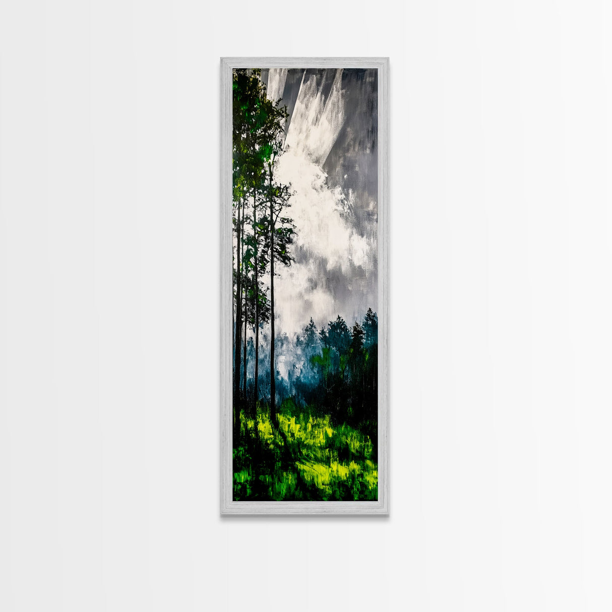 Misty Forest, Green Meadow, Sun Rays, Canvas Print, Nature Wall Art, Modern Landscape, Serene Decor, Living Room Art, Tranquil Home Decor