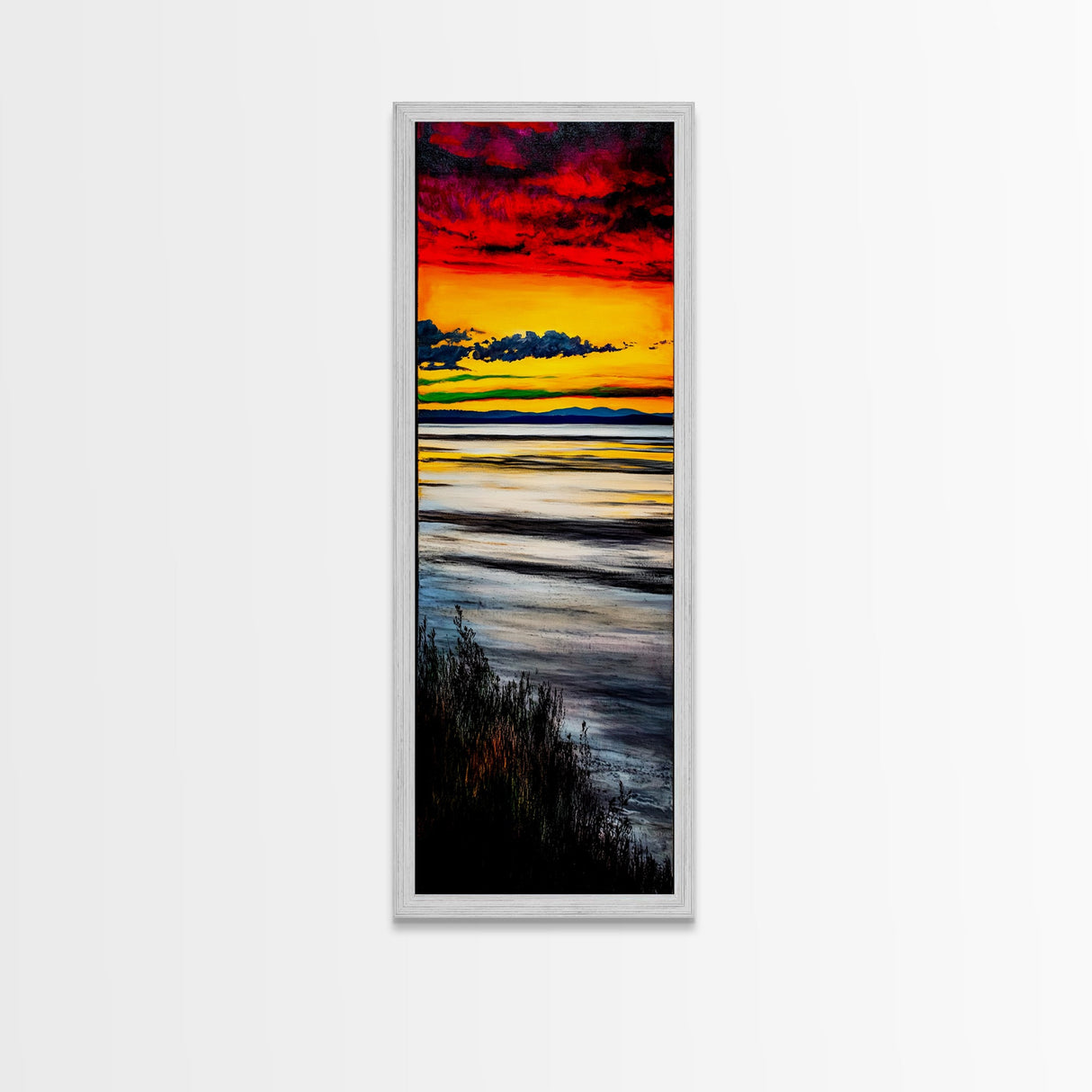 Vibrant Sunset, Coastal Scene, Ocean View, Canvas Print, Beach House Wall Art, Warm Tones, Living Room Decor, Abstract Nature Art