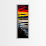Vibrant Sunset, Coastal Scene, Ocean View, Canvas Print, Beach House Wall Art, Warm Tones, Living Room Decor, Abstract Nature Art