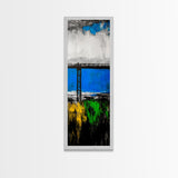 Bridge, Blue Water, Modern Abstract, Canvas Print, Contemporary Art, Urban Landscape, Minimalist Wall Art, Office Decor, Unique Home Art