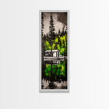 Forest Reflection, Cabin On Water, Tranquil Nature Scene, Woodsy Home Decor, Green Wall Art, Peaceful Landscape, Framed Canvas Print
