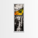 Forest Bridge, Fall Foliage, Rustic Nature Art, Woodland Pathway, Scenic Travel Decor, Living Room Wall Art, Framed Canvas Print
