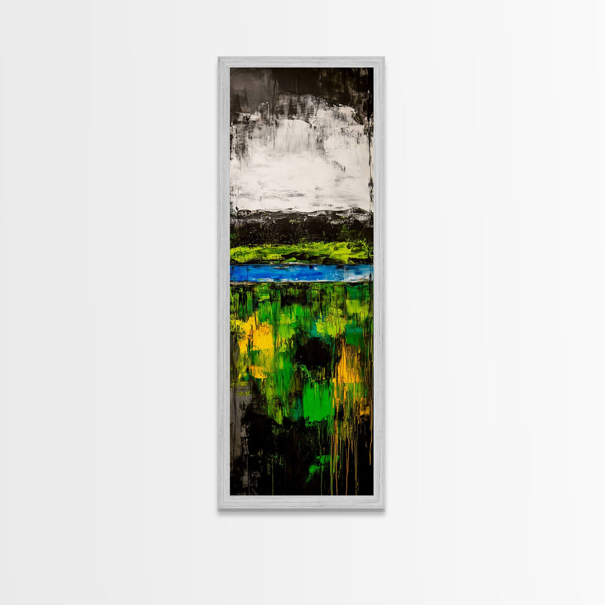 Abstract Landscape, Green Blue Art, Modern Wall Art, Framed Canvas Print, Office Decor, Large Artwork, Living Room Art, Minimalist Art