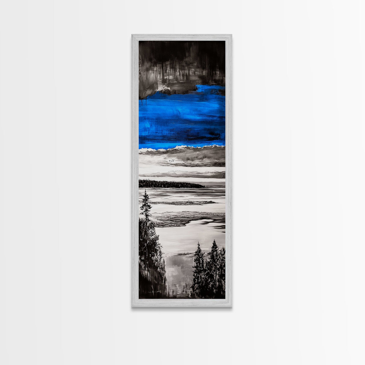 Abstract Seascape, Blue Black Wall Art, Coastal Canvas Print, Living Room Artwork, Ocean Decor, Large Modern Art, Contemporary Print