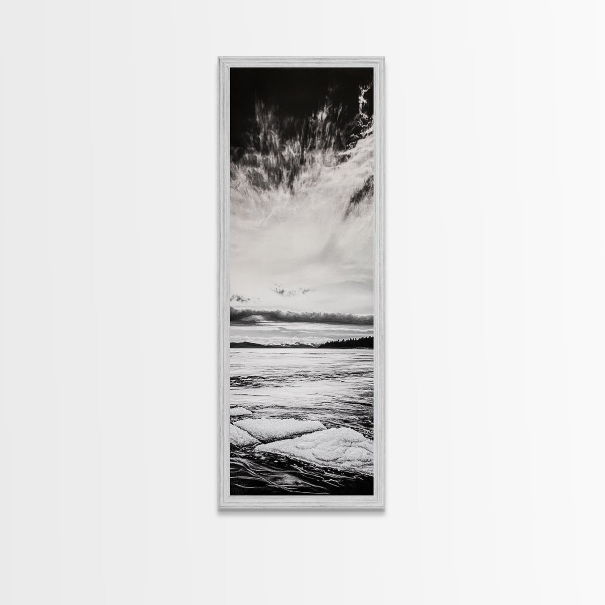 Monochrome Seascape, Minimalist Ocean Art, Black White Canvas Print, Coastal Home Decor, Large Wall Art, Beach Painting, Modern Artwork