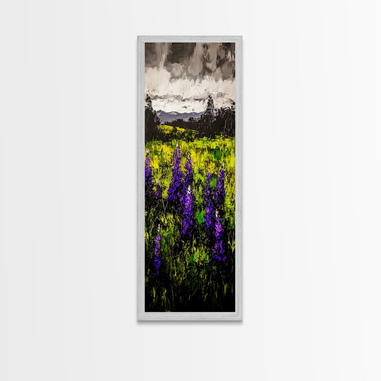 Purple Wildflowers, Impressionist Landscape, Vibrant Nature Art, Country Home Decor, Framed Canvas Print, Bedroom Wall Art, Floral Artwork
