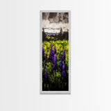 Purple Wildflowers, Impressionist Landscape, Vibrant Nature Art, Country Home Decor, Framed Canvas Print, Bedroom Wall Art, Floral Artwork